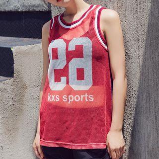 Sports Color Block Mesh Tank Top