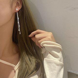 Rhinestone Drop Dangle Earring 1 Pair - Gold - One Size