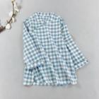 Plaid 3/4-sleeve Hanfu Top