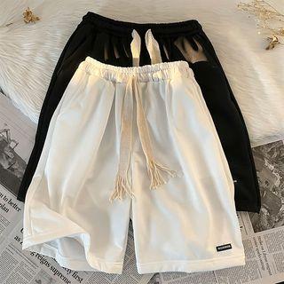 Drawstring Applique Sweat Shorts