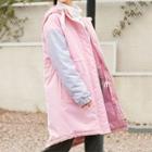 Color Block Hooded Long Padded Coat