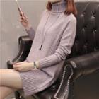 Turtleneck Cable-knit Mini Sweater Dress
