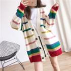 Loose-fit Rainbow-stripe Knit Cardigan Off-white - One Size