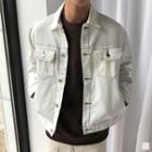 Flap-pocket Stitched Jacket Cream - One Size