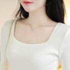 Square-neck Long-sleeve Knit Top
