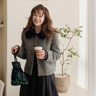 Faux-fur Collar Woolen Jacket