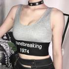 Sleeveless Letter Color Block Cropped Top