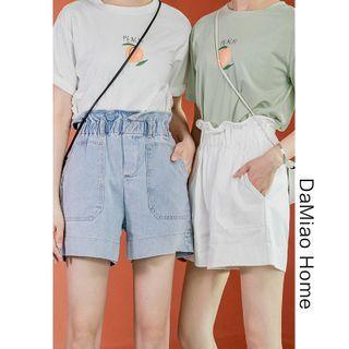 Paperbag High-waist Denim Wide Shorts