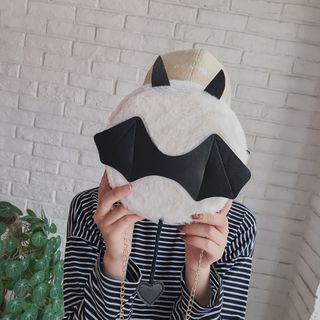 Wing Applique Furry Round Crossbody Bag
