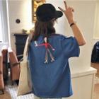 Cartoon Print Back Short-sleeve T-shirt