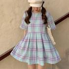 Plaid Strappy Sheath Dress / Short-sleeve A-line Dress