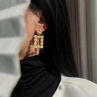Flower Rectangle Alloy Dangle Earring
