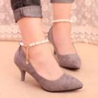 Embellished Ankle Strap Kitten Heels
