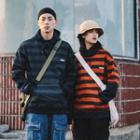Couple Matching Mock Two-piece Striped Hoodie