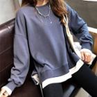 Mock Two-piece Crew Neck Two Tone Sweatshirt