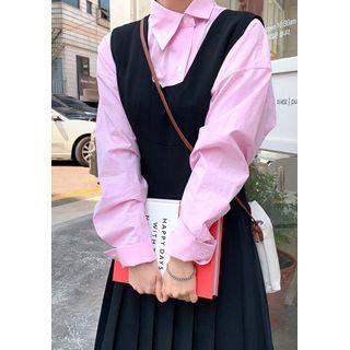 Asymmetric-collar Cotton Shirt