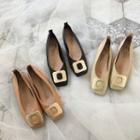 Square Buckled Low Heel Pumps