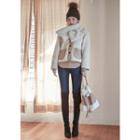 Buttoned Sherpa-fleece Jacket With Scarf