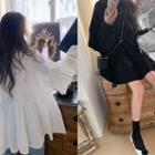 Frill-trim Oversize Tiered Dress