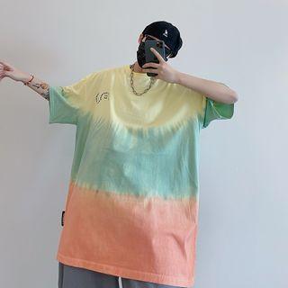 Crewneck Printed Letter Color-block Oversize Top