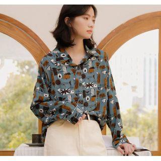 Printed Short-sleeve Shirt / Straight Fit Pants