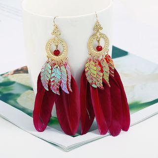 Acrylic Leaf Feather Fringed Earring