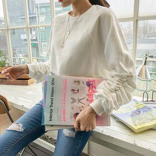 Shirred Pastel Color Sweatshirt