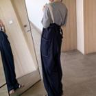 Elbow-sleeve T-shirt / Wide Leg Denim Dungarees
