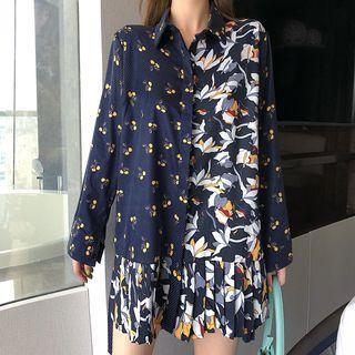 Print Long-sleeve Loose-fit Shirt / Plain Loose-fit Blazer