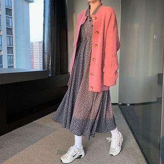 Knit Cardigan / Floral Dress