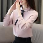 Long-sleeve Embroidered Trim Shirt