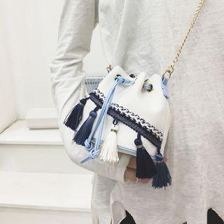 Tasseled Chain Strap Bucket Bag