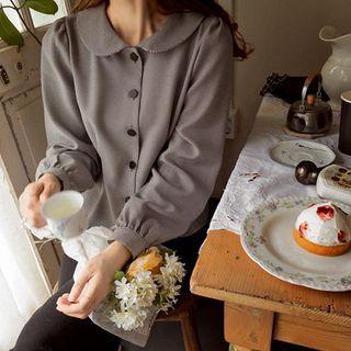 Round-collar Houndstooth Blouse