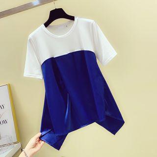 Asymmetric-panel Short-sleeve Top