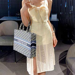Strappy Bow Lace Sheath Dress