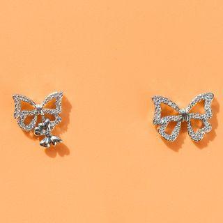Butterfly Alloy Earring 1 Pair - Ear Studs - Silver - One Size
