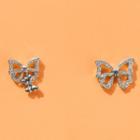 Butterfly Alloy Earring 1 Pair - Ear Studs - Silver - One Size