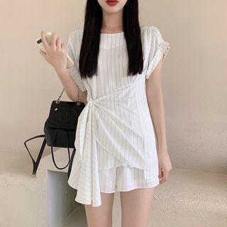 Set: Striped Loose-fit Top + Shorts