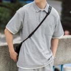 Mock Two-piece Plain Short-sleeve Polo Shirt