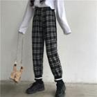 Plaid Harem Pants Plaid - Black - One Size