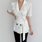 V-neck Double-breasted Suspender Blazer Top