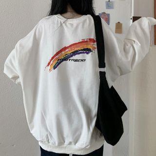 Lettering Rainbow Print Pullover