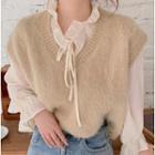 Tie-neck Blouse / Plain Sweater Vest