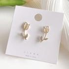 Floral Dangle Ear Stud 1 Pair - E2285 - 925 Silver - Gold - One Size