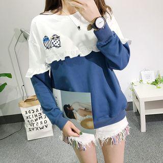 Ruffle Trim Panel Pullover
