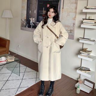 Lapel Big-pocket Woolen Long-sleeve Coat