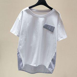 Striped Panel Short-sleeve T-shirt White - One Size