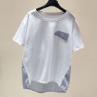 Striped Panel Short-sleeve T-shirt White - One Size