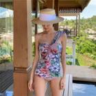 Asymmetric Floral Knotted Swimsuit