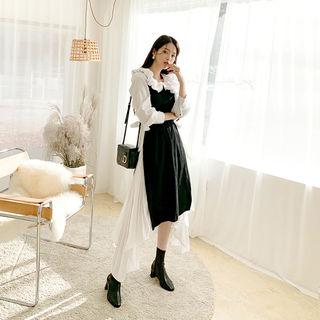 Ruffled Capelet Crepe Blouse White - One Size